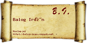 Balog Irén névjegykártya